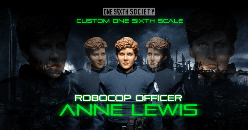 Custom sixth-scale Anne Lewis figure portraits beneath the title RoboCop Officer Anne Lewis.