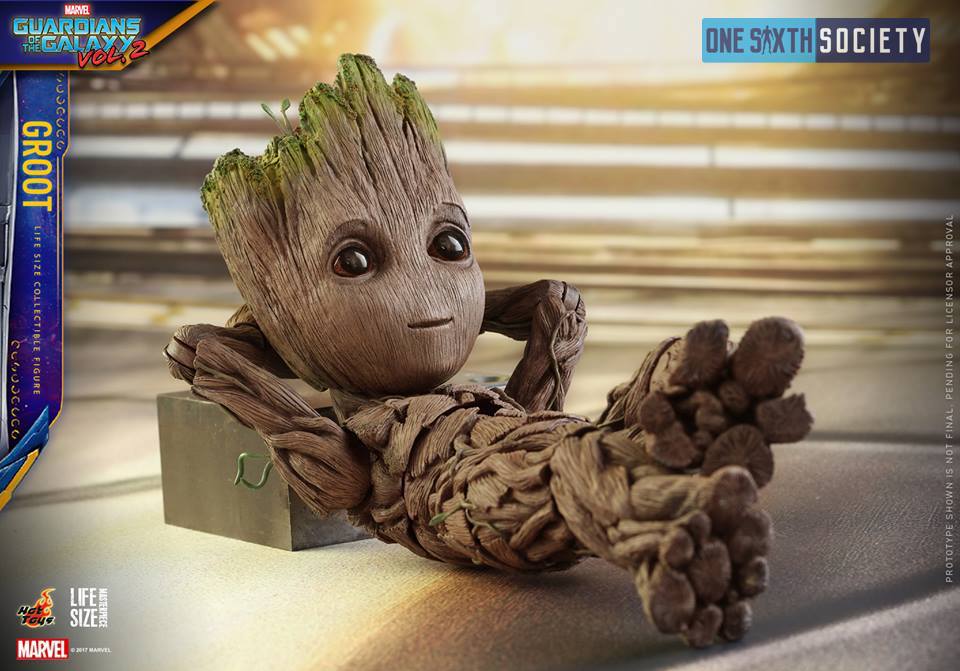 This might be the cutest photo of the Hot Toys Guardians of the Galaxy Vol. 2 Baby Groot laying down!