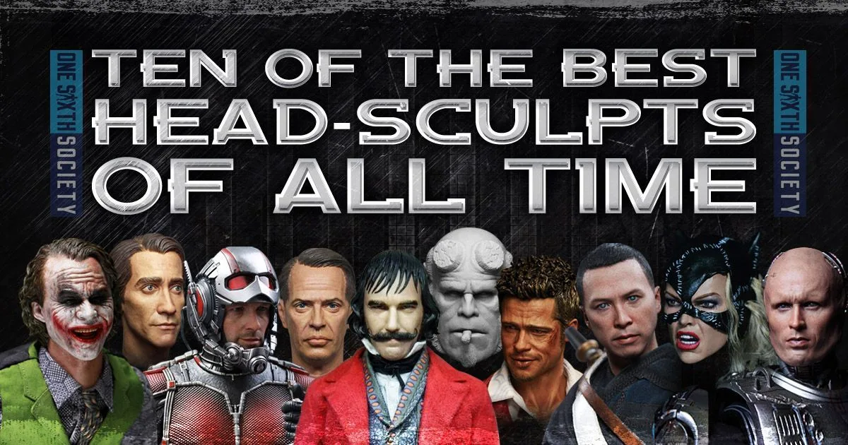 Original top-ten head-sculpt graphic with a row of character portraits including Joker, Ant-Man, Hellboy, Catwoman and RoboCop.