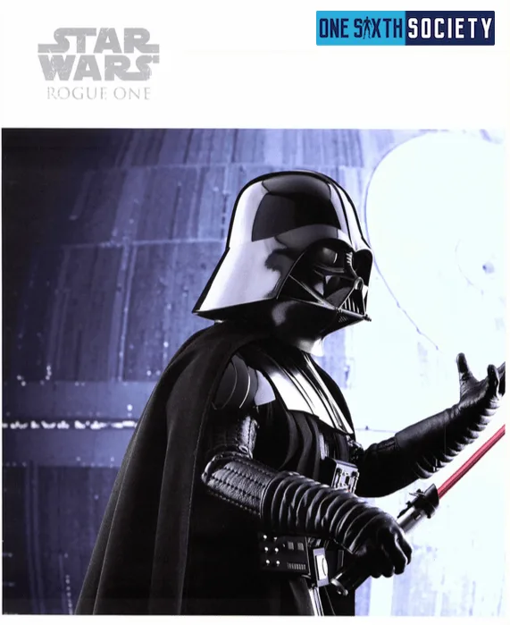 Hot Toys Darth Vader holding a red lightsaber in a dark diorama with rock-textured scenery and a circular window backdrop.