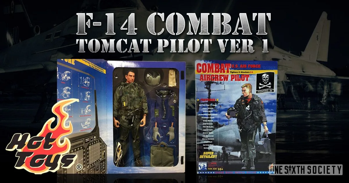 Hot Toys F-14 Combat Tomcat Pilot Version 1 packaging showing the figure and equipment inside an open window box.