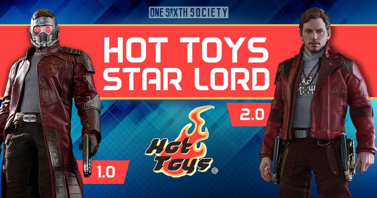 Star-Lord comparison labelled 1.0 and 2.0, showing a masked figure in a long red coat beside an unmasked figure in a shorter red jacket.