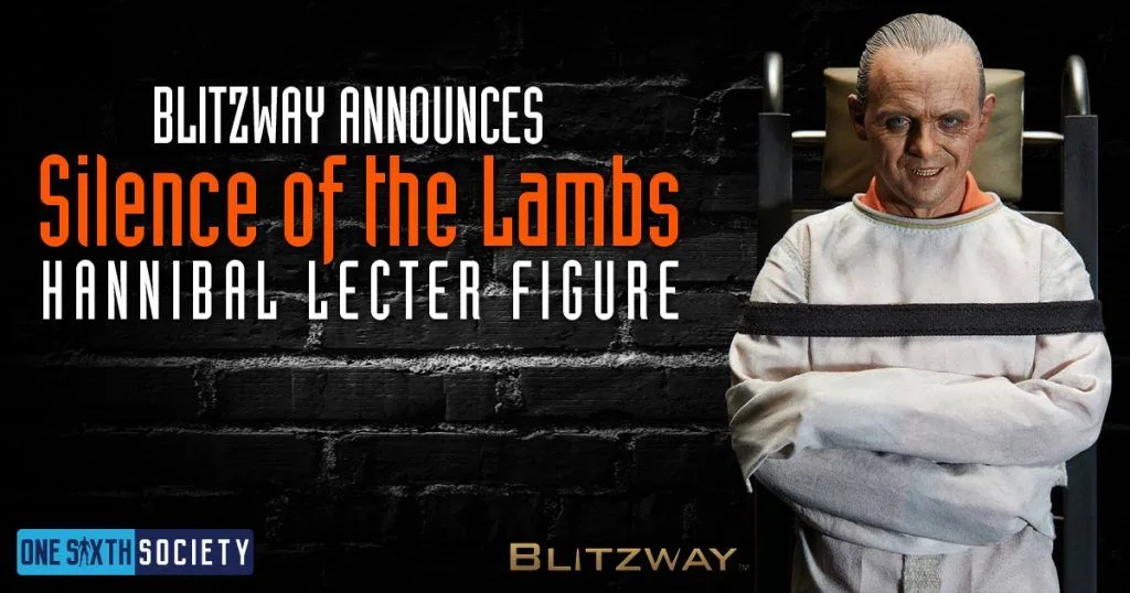 Blitzway Silence of the Lambs announcement graphic with an unmasked Hannibal Lecter figure restrained in a white straitjacket.