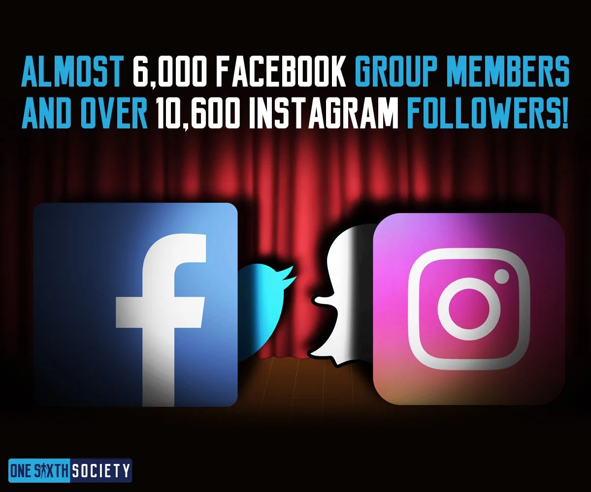 2017 social-media milestone graphic reporting almost 6,000 Facebook group members and over 10,600 Instagram followers above platform logos.