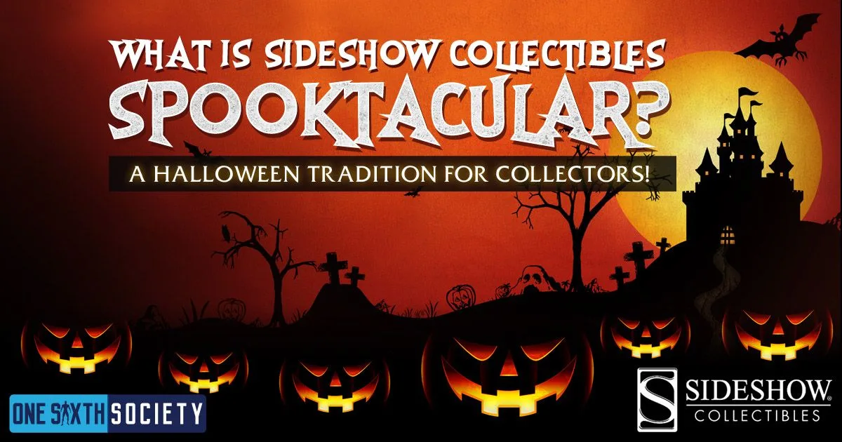 Sideshow Spooktacular introduction graphic with glowing jack-o'-lanterns, bats and a haunted-house silhouette beneath a yellow moon.