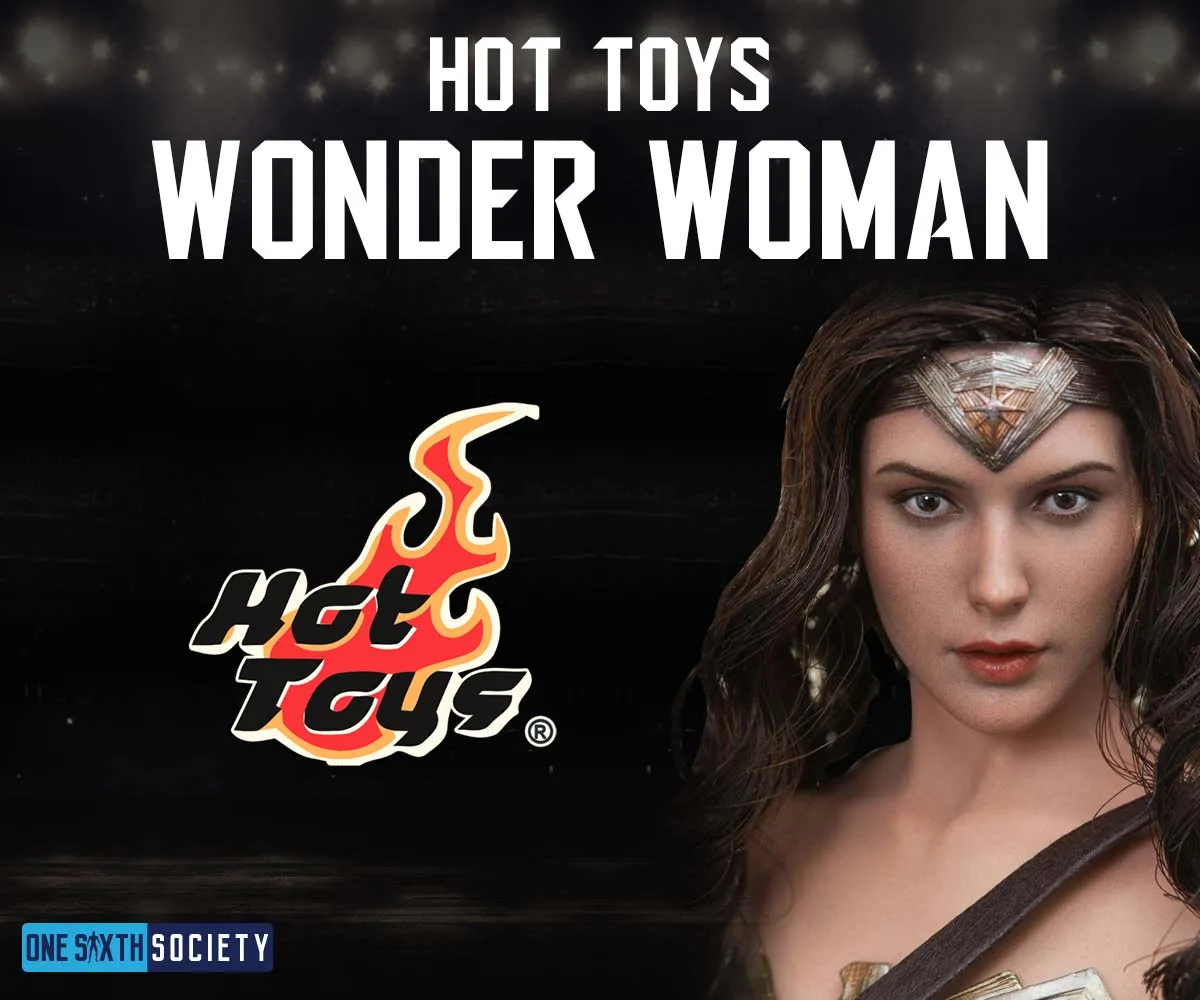 Hot Toys Wonder Woman head-sculpt portrait with tiara and long brown hair in the 2017 awards nominee graphic.