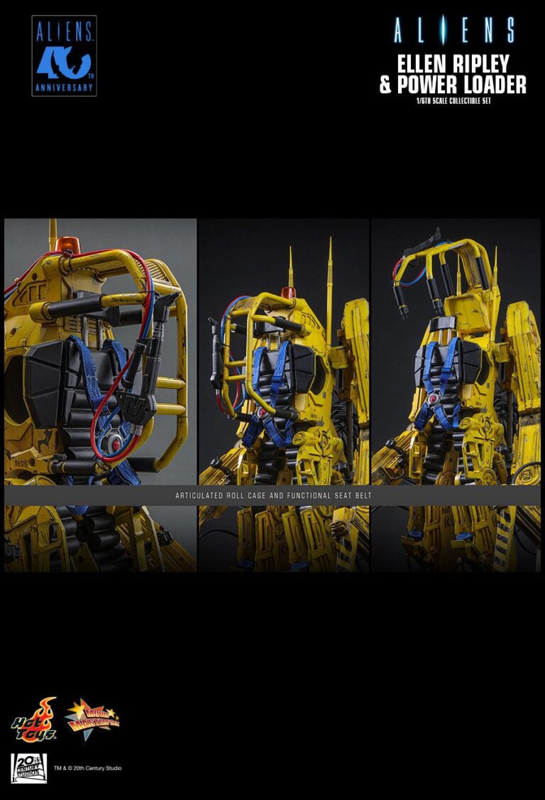 Power Loader cockpit, blue harness and opening roll cage details.