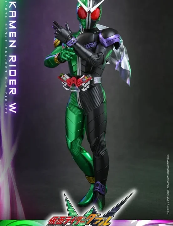Full-body Kamen Rider W CycloneJoker figure with wired fabric scarf
