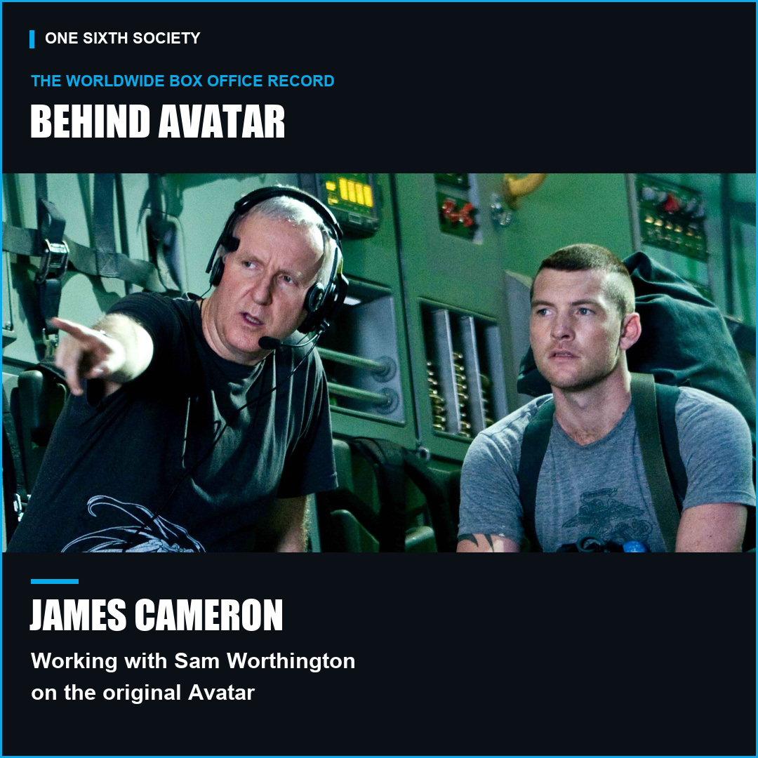 James Cameron directing Sam Worthington on the set of the original Avatar