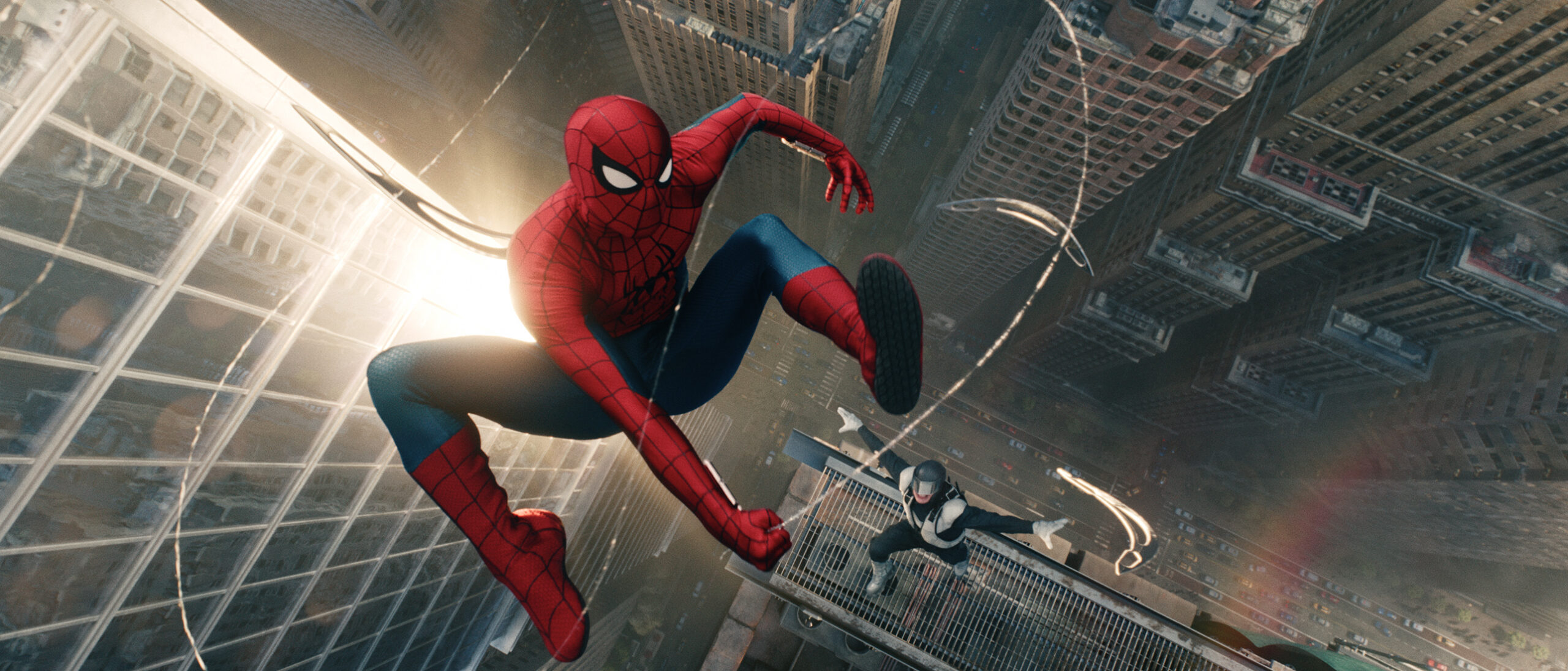 Spider-Man above New York in official Brand New Day promotional artwork
