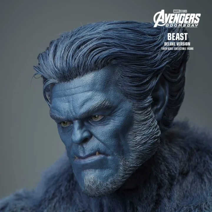 Hot Toys Beast from Avengers Doomsday with the complete blue head sculpt and hairstyle visible