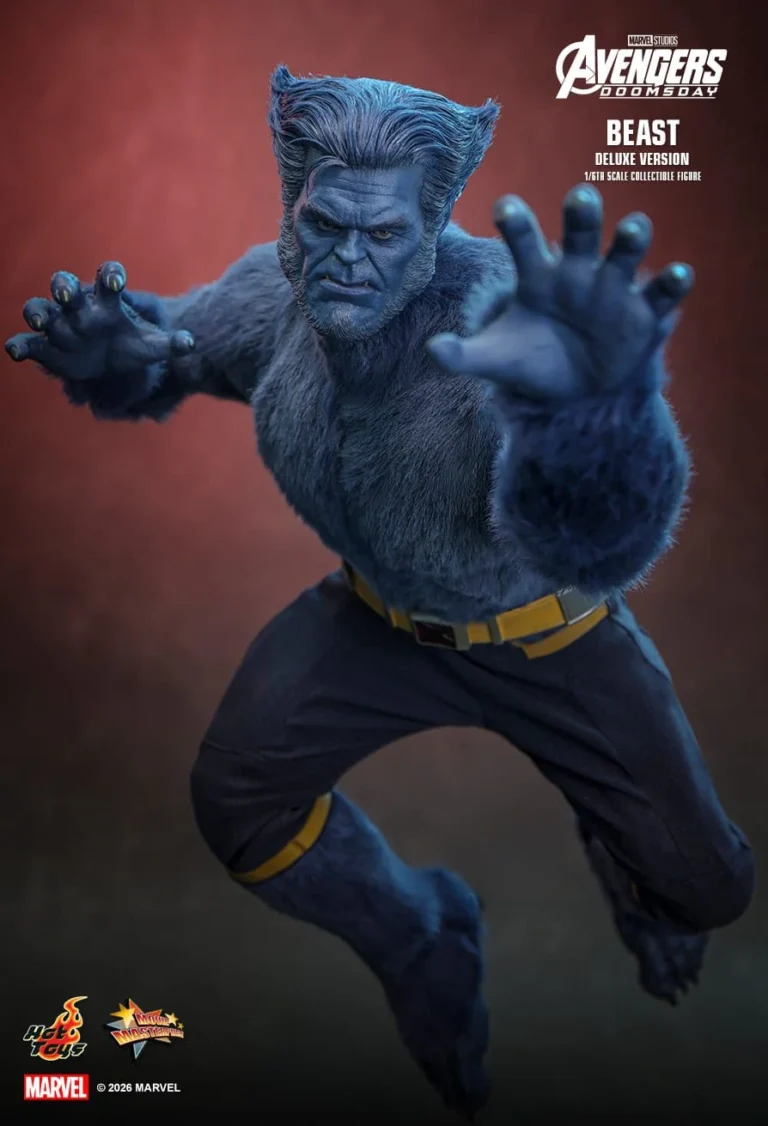 Hot Toys Beast reaching forward with claw gesture hands in an action pose