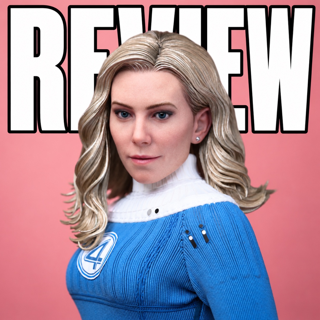Hot Toys Invisible Woman review cover showing Sue Storm in her blue and white Fantastic Four suit.